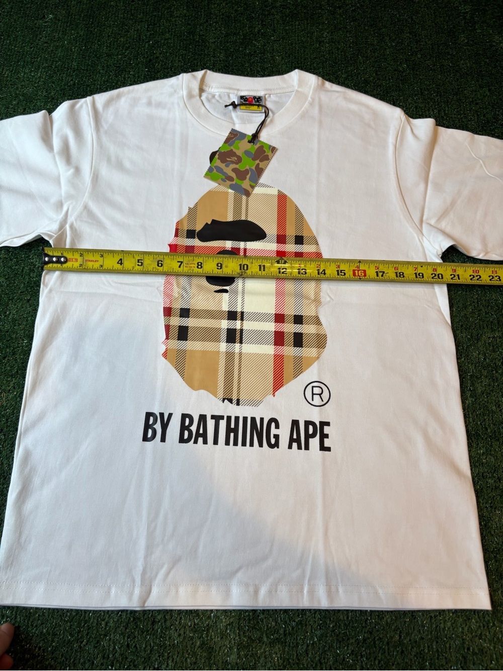 A Bathing Ape x Burberry White Plaid Logo Tee - Picture 6 of 9